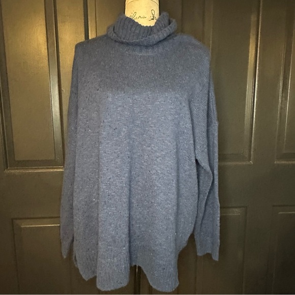 J Jill Womens XL Turtleneck Sweater Chunky Knit Blue Pullover(b5 - Picture 1 of 13